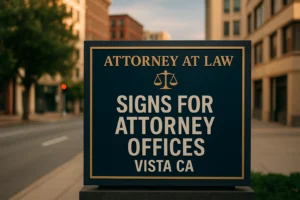 Read more about the article Signs for Attorney Offices Vista CA: The Complete Guide to Legal Design, City Rules, and Lasting Impact