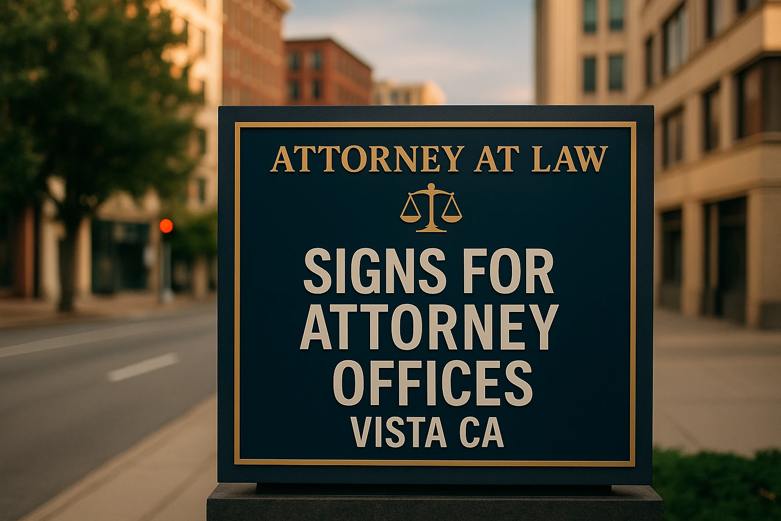 Read more about the article Signs for Attorney Offices Vista CA: The Complete Guide to Legal Design, City Rules, and Lasting Impact